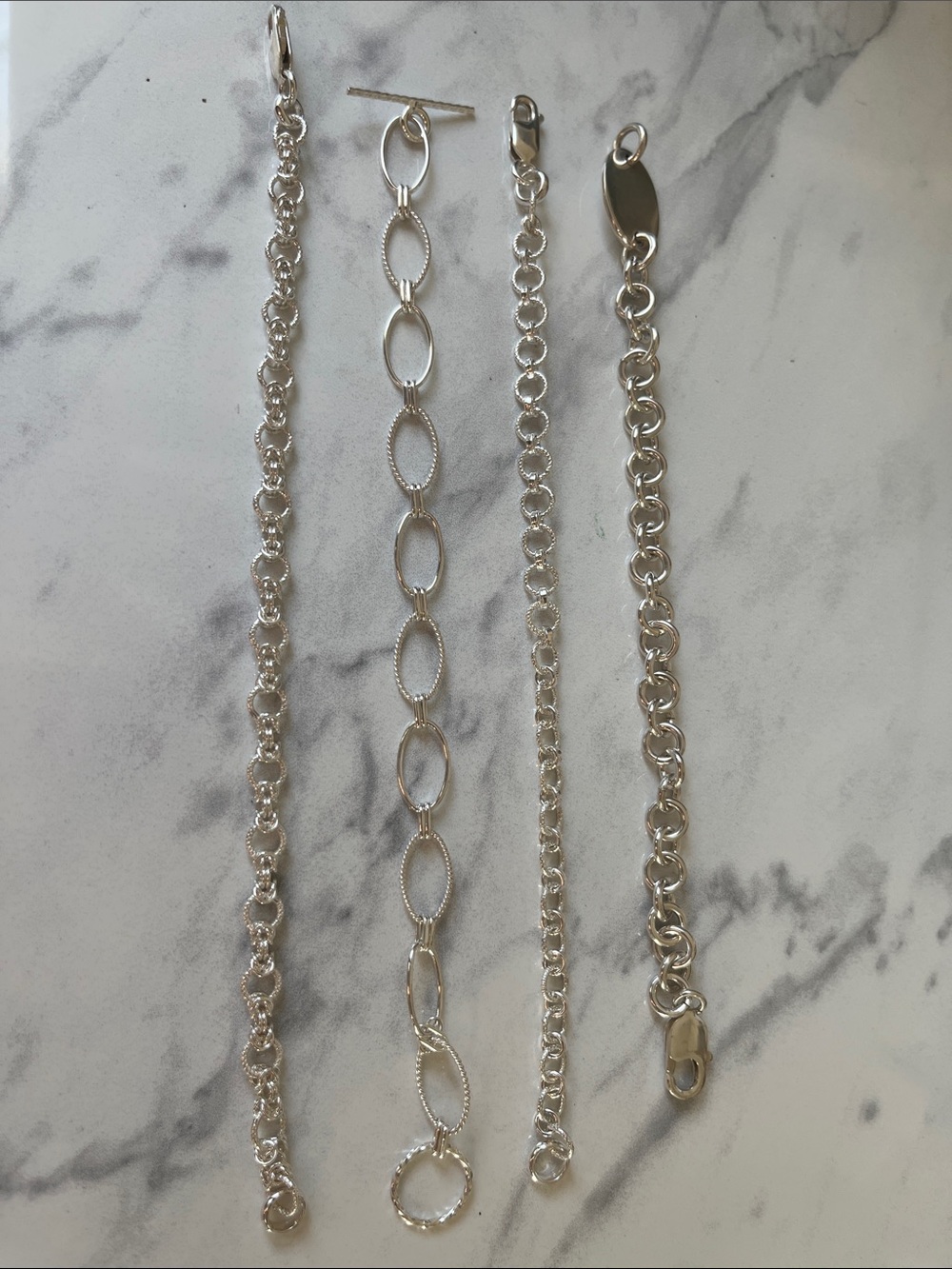 Sterling Silver Multi-Style Bracelet Set - Silver